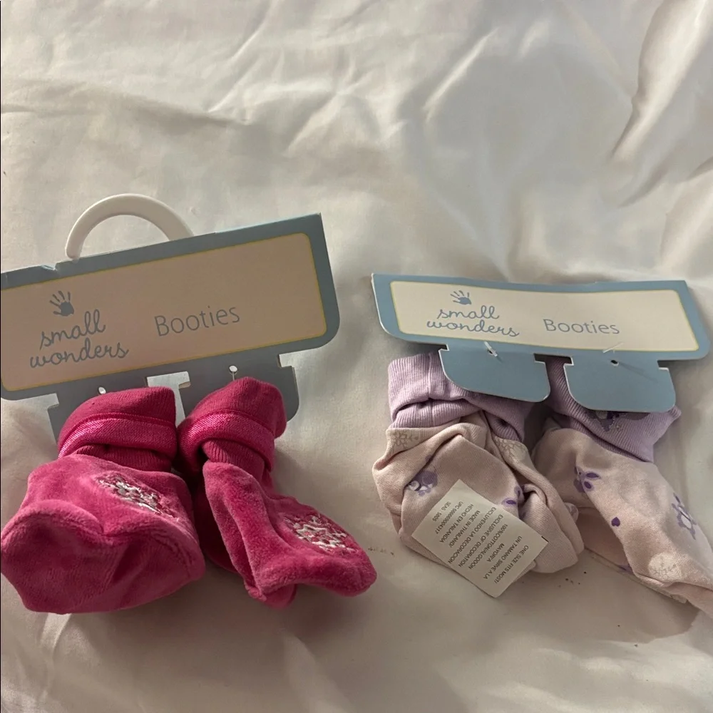 Small Wonders Pink and Lavender Booties Brand New both pairs